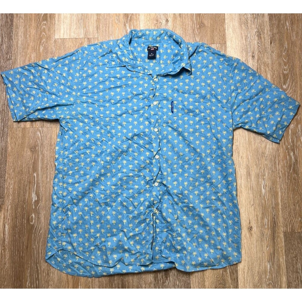 US Polo Assn Short Sleeve Button Up Blue Palm Trees Xl Mens